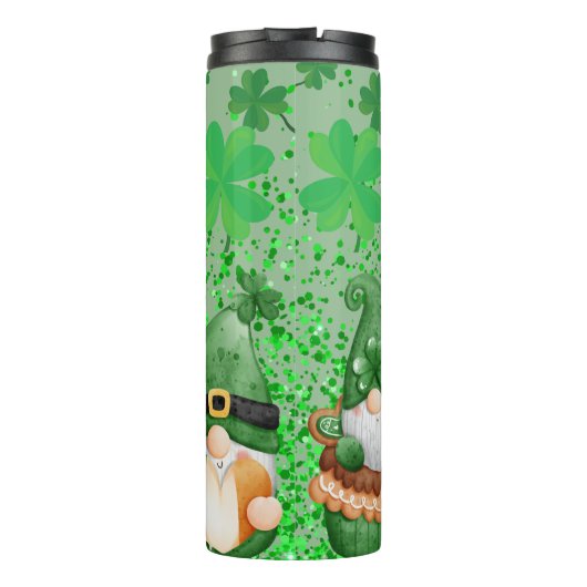 St Patrick's Day Green Kleeblatt Gnomes Thermosbecher (Rückseite)
