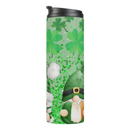 St Patrick's Day Green Kleeblatt Gnomes Thermosbecher (Nach rechts gedreht)