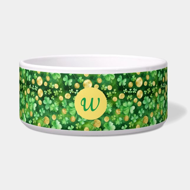 St Patrick's Day Green Kleeblatt Gold Coin Pet Napf (Vorderseite)