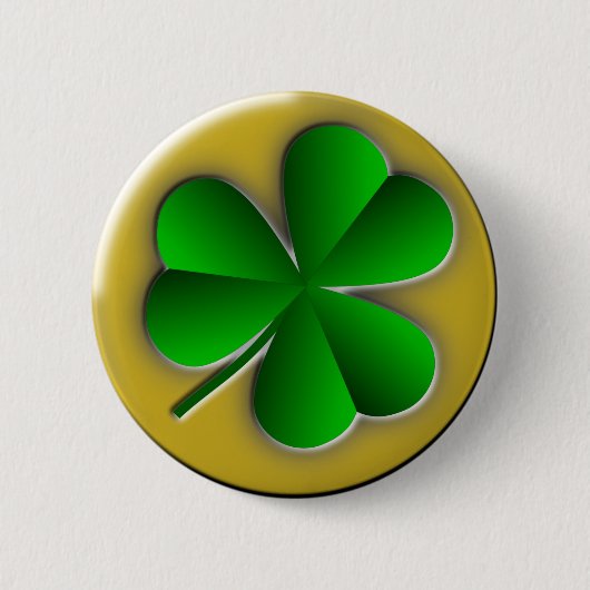 St Patrick's Day Green Kleeblatt Gold Hintergrund Button (Vorderseite)