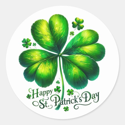 St Patricks Day Green Kleeblatt Illustration Runder Aufkleber (Vorderseite)
