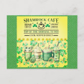 St Patricks Day Green Kleeblatt Irish Café Postkarte (Vorderseite)