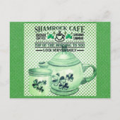 St Patricks Day Green Kleeblatt Irish Café Postkarte (Vorderseite)
