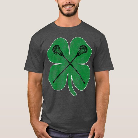 St Patricks Day Green Kleeblatt Lacrosse Irish T-Shirt (Vorderseite)