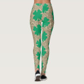 St Patrick's Day Green Kleeblatt Leaf Gold Glitzer Leggings (Rückseite)