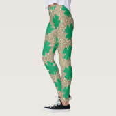 St Patrick's Day Green Kleeblatt Leaf Gold Glitzer Leggings (Links)