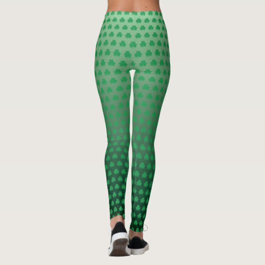 St Patricks Day Green Kleeblatt Muster Leggings (Rückseite)