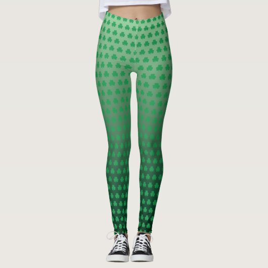 St Patricks Day Green Kleeblatt Muster Leggings (Vorderseite)