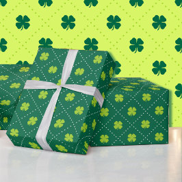 St Patrick's Day Green Kleeblatt Muster Niedlich Geschenkpapier