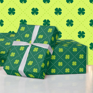 St Patrick's Day Green Kleeblatt Muster Niedlich Geschenkpapier