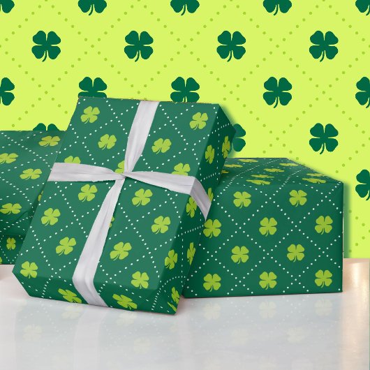 St Patrick's Day Green Kleeblatt Muster Niedlich Geschenkpapier