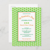 St Patrick's Day Green Kleeblatt Party Einladungspostkarte (Vorne/Hinten)