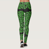 St Patricks Day Green Kleeblatt Pattern auf Schwar Leggings (Rückseite)