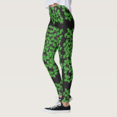 St Patricks Day Green Kleeblatt Pattern auf Schwar Leggings (Links)