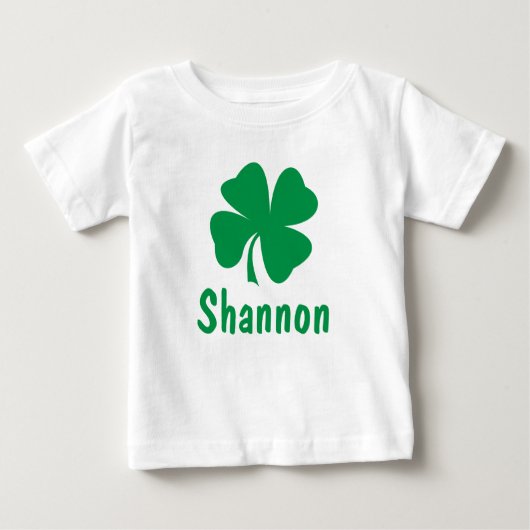St. Patrick's Day Green Kleeblatt Personalisierter Baby T-shirt (Vorderseite)