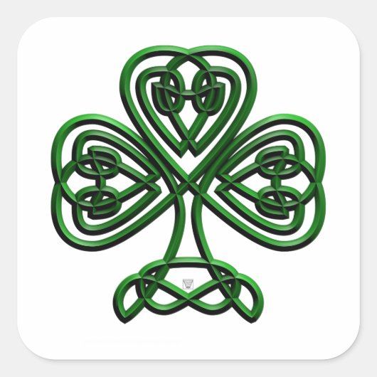 St Patricks Day Green Kleeblatt Quadratischer Aufkleber (Vorderseite)