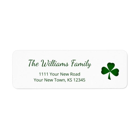 St. Patrick's Day Green Kleeblatt Rücksendeadresse (Vorne)