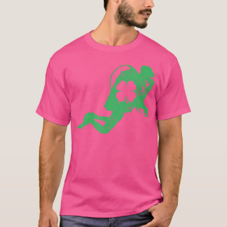 St Patrick's Day Green Kleeblatt Scuba Diver T-Shirt