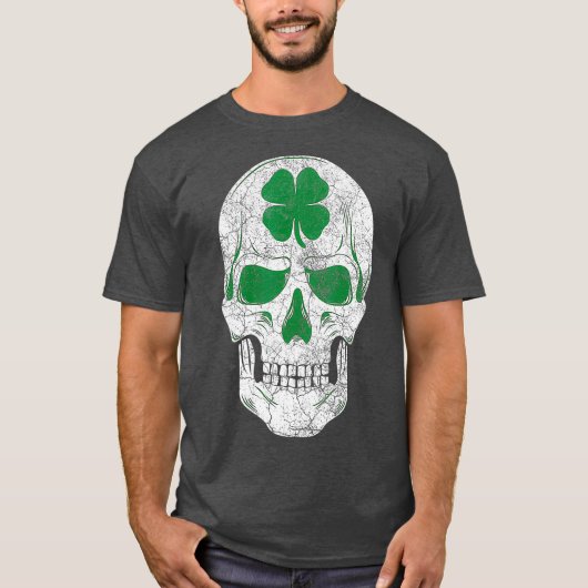 St Patricks Day Green Kleeblatt Skull Irish Gift T-Shirt (Vorderseite)