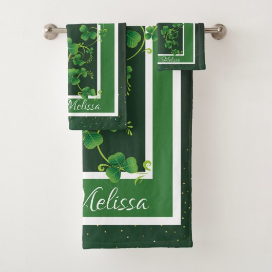 St. Patrick's Day Green Kleeblatt Vine Irish Party Badhandtuch Set (Insitu)