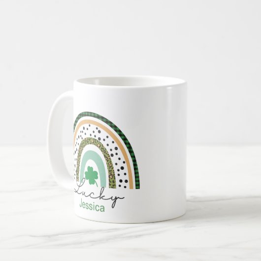 St. Patrick's Day Green Kleeblatt Vine Irish Party Kaffeetasse (Vorderseite Links)