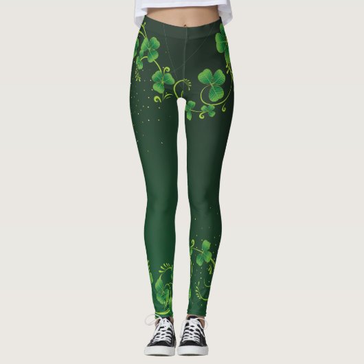 St. Patrick's Day Green Kleeblatt Vine Irish Party Leggings (Vorderseite)