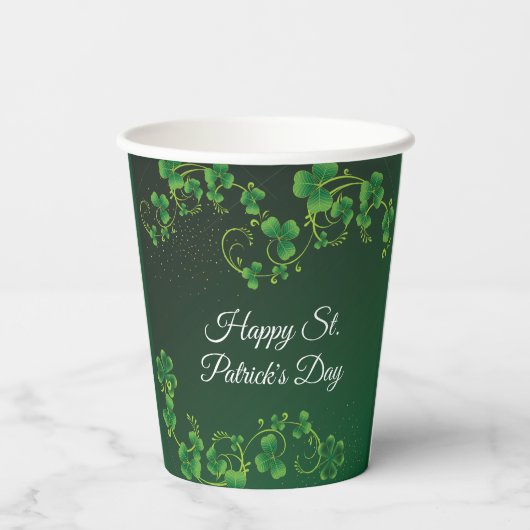 St. Patrick's Day Green Kleeblatt Vine Irish Party Pappbecher (Rückseite)