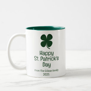 St. Patrick's Day Green Kleeblatts Foto Zweifarbige Tasse