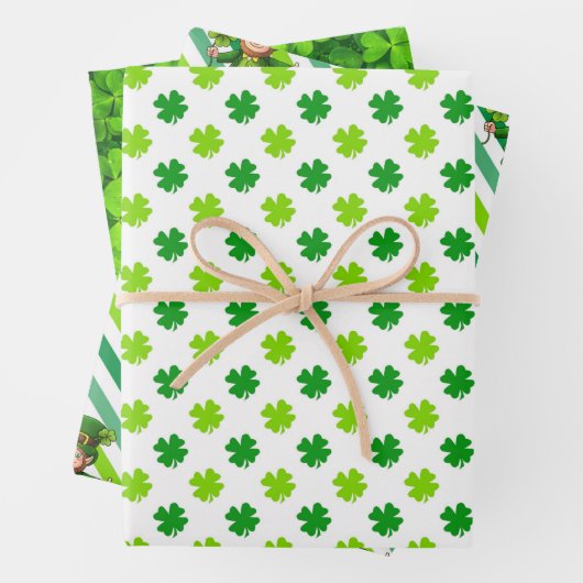 St. Patrick's Day Green Kleeblatts Leprechaun Spaß Geschenkpapier Set (Beispiel)