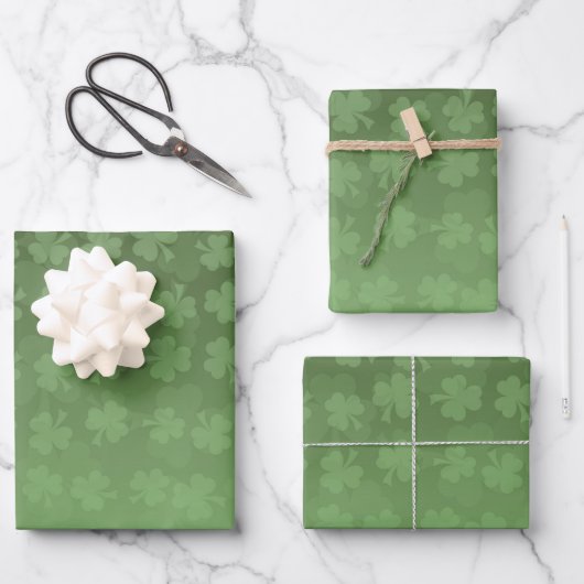 St. Patrick's Day Green Kleeblatts ombre pattern Geschenkpapier Set (Vorderseite)