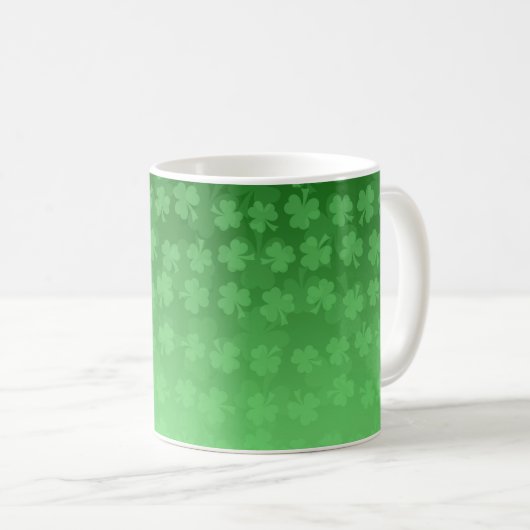 St. Patrick's Day Green Kleeblatts ombre pattern Kaffeetasse (VorderseiteRechts)