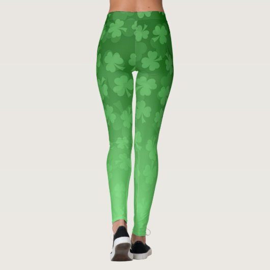 St. Patrick's Day Green Kleeblatts ombre pattern Leggings (Rückseite)