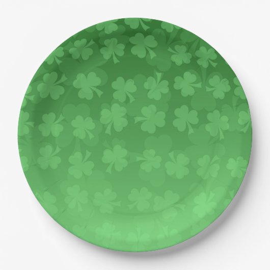 St. Patrick's Day Green Kleeblatts ombre pattern Pappteller (Vorderseite)