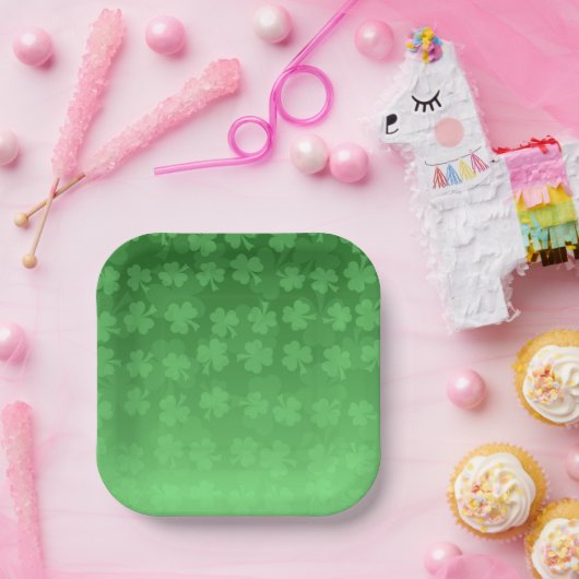 St. Patrick's Day Green Kleeblatts ombre pattern Pappteller (Party)
