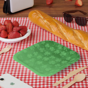 St. Patrick's Day Green Kleeblatts ombre pattern Pappteller