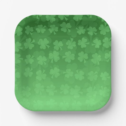 St. Patrick's Day Green Kleeblatts ombre pattern Pappteller (Vorderseite)