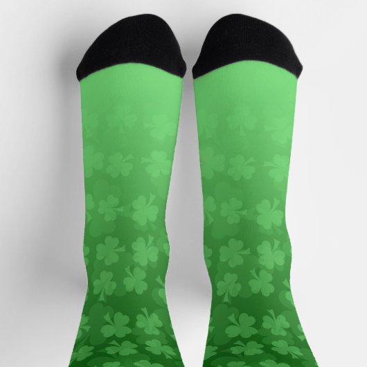 St. Patrick's Day Green Kleeblatts ombre pattern Socken (Oben)
