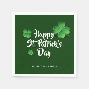St Patricks Day Green Kleeblatts Party Personalisi Serviette