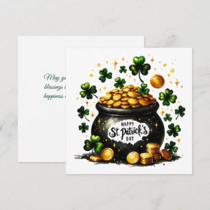 St Patricks Day Green Kleeblatts Pot of Gold Desig Feiertagskarte