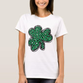 St. Patrick's Day Green Leopard Clover Kleeblatt T-Shirt (Vorderseite)