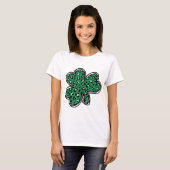 St. Patrick's Day Green Leopard Clover Kleeblatt T-Shirt (Vorne ganz)