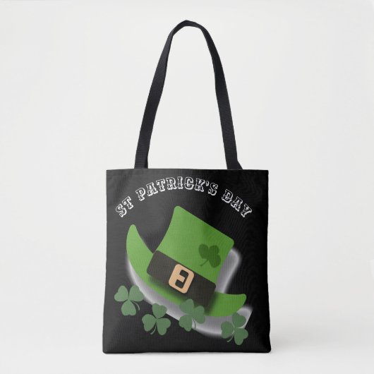 St Patricks Day Green Leprchaun Hat und Kleeblatt Tasche (Vorderseite)