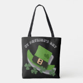 St Patricks Day Green Leprchaun Hat und Kleeblatt Tasche (Rückseite)