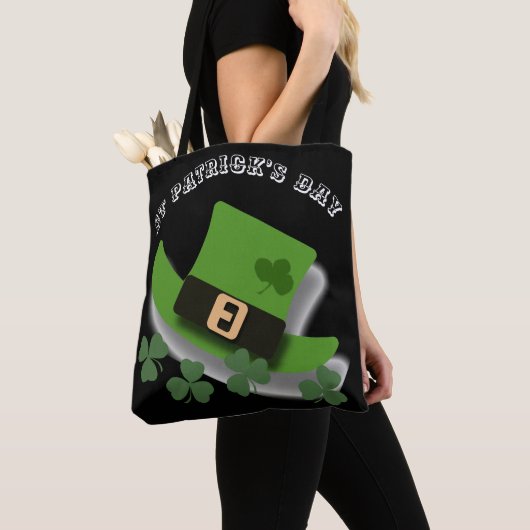 St Patricks Day Green Leprchaun Hat und Kleeblatt Tasche (Von Nahem)