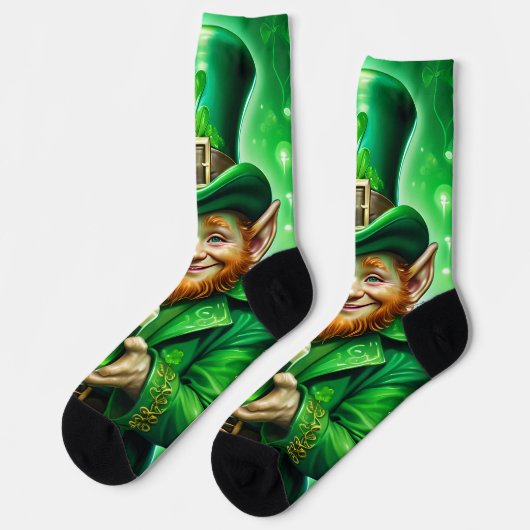 St. Patrick's Day Green Leprechaun Green Beer Socken (Linkes Detail)