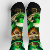 St. Patrick's Day Green Leprechaun Green Beer Socken (Oben)