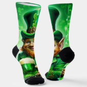 St. Patrick's Day Green Leprechaun Green Beer Socken (Gewinkelt)