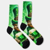St. Patrick's Day Green Leprechaun Green Beer Socken (Rechts)