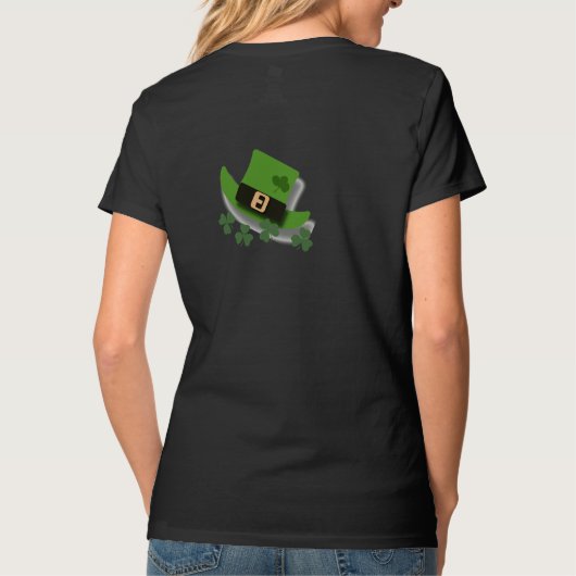 St Patricks Day Green Leprechaun Hat und Kleeblatt T-Shirt (Rückseite)