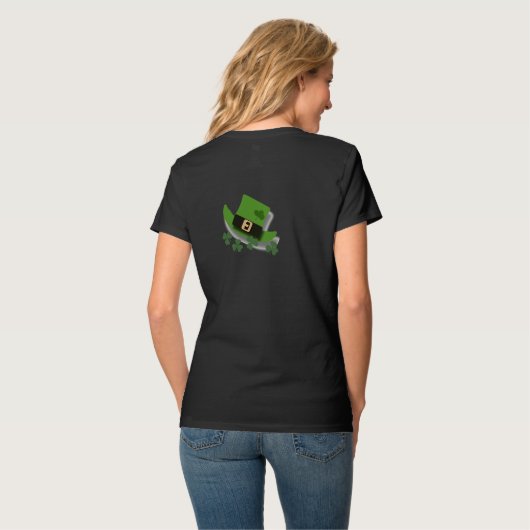 St Patricks Day Green Leprechaun Hat und Kleeblatt T-Shirt (Rückseite Vollansicht)